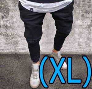 スキニー デニム XLサイズ ジョガーパンツ ブラック 韓国 オルチャン メンズ デニムパンツ メンズジーンズ ジーパン