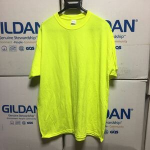 GILDAN セーフティグリーン Sサイズ 蛍光 ネオンイエロー 半袖無地Tシャツ ポケット無し 6.0oz ギルダン☆