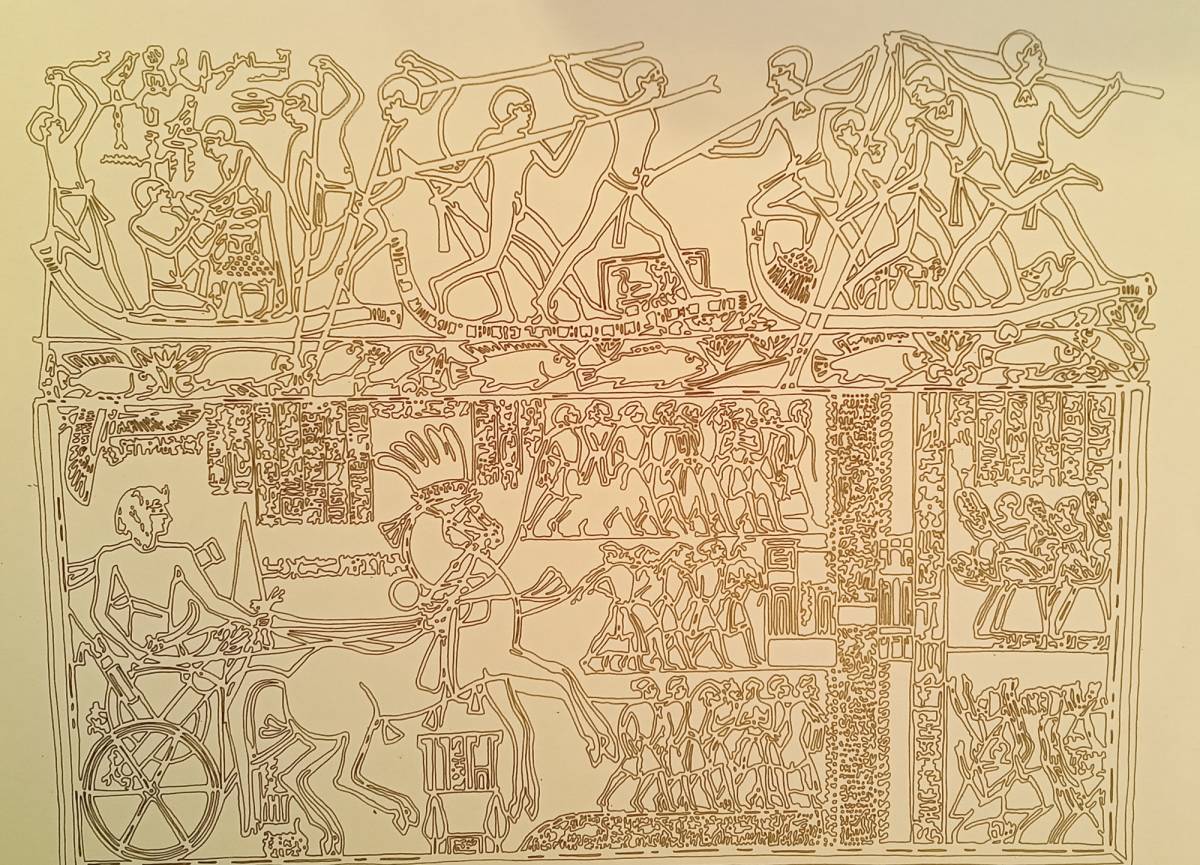 Ancient Egypt, hieroglyphs, and ancient letters! Come see the exhibition of cut-out original drawing production sets and lucky charms!, artwork, painting, Hirie, Kirie