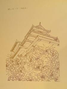 鶴ヶ城と桜（福島県　若松城）！切り絵原画制作セット・縁起物作品展にどうぞ！