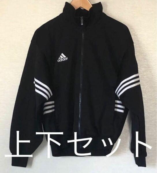 adidas ジャージ　上下　90s Mサイズ　黒　スポーツパフォーマンスロゴ