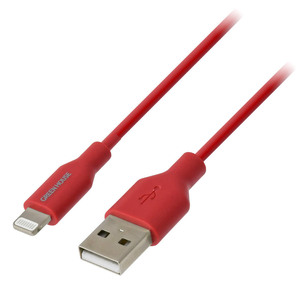 送料無料メール便 ライトニングケーブル USB Type-A to Lightningケーブル グリーンハウス ２メートル レッド GH-ALTUG200-RD/5621ｘ１本