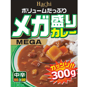 送料無料 レトルトカレー　メガ盛り　中辛３００ｇｘ２０食セット　ハチ食品