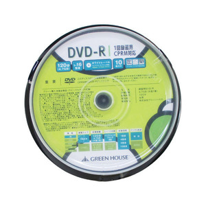 同梱可能 DVD-R 録画用 10枚入 スピンドル GH-DVDRCB10/6361 グリーンハウスｘ１個