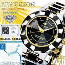 送料無料 J.HARRISON/ジョンハリソン ソーラー電波 セラミック 紳士用時計JH-024MBB 4石天然ダイヤモンド付_画像6