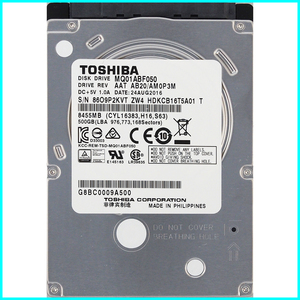 TOSHIBA MQ01ABF050 2.5インチ 7mm SATA600 500GB 910回 14557時間