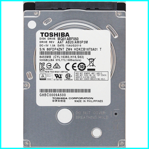 TOSHIBA MQ01ABF050 2.5インチ 7mm SATA600 500GB 815回 5801時間