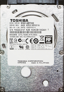 TOSHIBA MQ01ABF032 2.5インチ 7mm SATA600 320GB 44回 16633時間