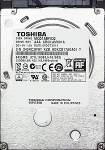 TOSHIBA MQ01ABF032 2.5インチ 7mm SATA600 320GB 49回 16771時間