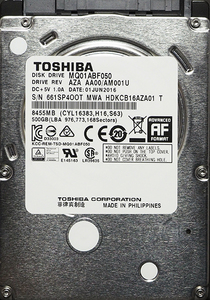 東芝 MQ01ABF050 2.5インチ 7mm SATA600 500GB 13回 1010時間