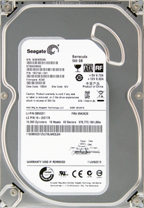 Seagate ST500DM002-1BD142-541 FRU:45K0629 3.5インチ SATA600 500GB 1285回 8820時間