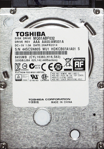 TOSHIBA MQ01ABF032 2.5インチ 7mm SATA600 320GB 410回 16940時間
