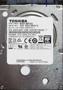 TOSHIBA MQ01ABF032 2.5インチ 7mm SATA600 320GB 36回 14950時間