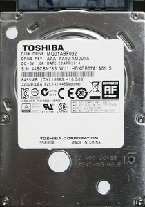 TOSHIBA MQ01ABF032 2.5インチ 7mm SATA600 320GB 1207回 19001時間