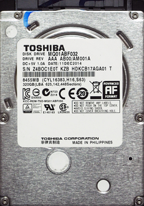 TOSHIBA MQ01ABF032 2.5インチ 7mm SATA600 320GB 56回 18176時間