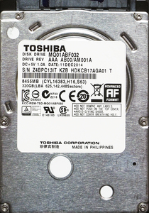 TOSHIBA MQ01ABF032 2.5インチ 7mm SATA600 320GB 59回 16608時間
