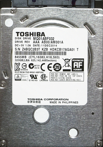 TOSHIBA MQ01ABF032 2.5インチ 7mm SATA600 320GB 59回 16392時間