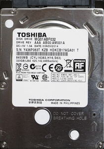 TOSHIBA MQ01ABF032 2.5インチ 7mm SATA600 320GB 55回 16850時間