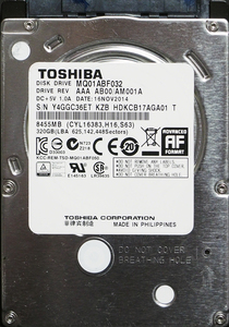 Toshiba MQ01ABF032 2,5 дюйма 7 мм SATA600 320GB 50 раз 16829 часов