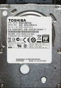 TOSHIBA MQ01ABF032 2.5インチ 7mm SATA600 320GB 65回 18335時間