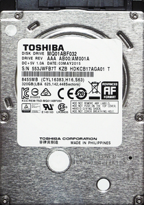 TOSHIBA MQ01ABF032 2.5インチ 7mm SATA600 320GB 99回 13781時間