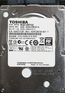 TOSHIBA MQ01ABF032 2.5インチ 7mm SATA600 320GB 84回 24259時間
