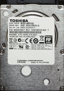 TOSHIBA MQ01ABF032 2.5インチ 7mm SATA600 320GB 802回 18965時間