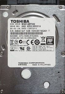 Toshiba MQ01ABF032 2,5 дюйма 7 мм SATA600 320GB 75 раз 18349 часов