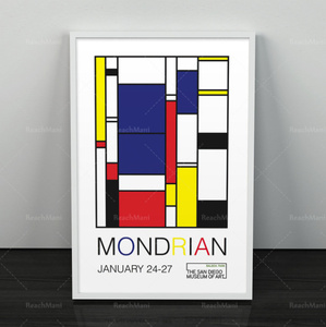 G1441 ピエトモンドリアン ピート・モンドリアン Piet Mondrian ビンテージ モダンアート キャンバスポスター 50×70cm 海外製 枠なし E