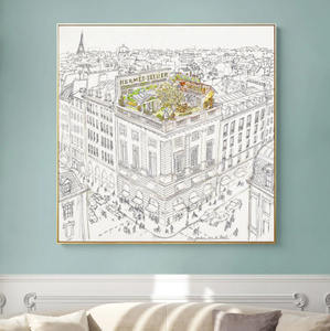 G1434 パリ庭園 Paris フランス キャンバスアートポスター 50×50cm インテリア 雑貨 海外製 枠なし 