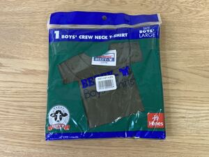 送料無料 Hanes ヘインズ キッズL グリーン BEEFY- T BOYS LARGE BOYS CREW NECK T-SHIRTS Tシャツ 丸首 コットン１００% C/#670