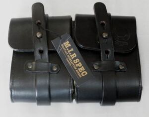 KADOYA カドヤ TWIN CASE ツインケース廃盤品 M.I.R SPEC牛革 バイク 本革レザーバッグ 黒ブラック鞄ウエストバッグに