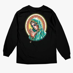 USA正規品 【M】 DGK ディージーケー 聖母 Madre de Dios 長袖 Tシャツ ロンT 黒 LA カリフォルニア ストリート ロザリオ 光輪 キリスト