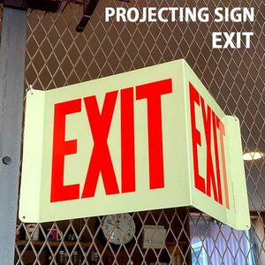 PROJECTING SIGN EXIT プロジェクトサイン アルミニウム製 蓄光 店舗 オフィス サインプレート ガレージ 立体 看板 アメリカ