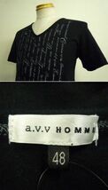 ◆　アー・ヴェ・ヴェ a.v.v　半袖Ｔシャツ　黒　サイズ４８　綿　◆_画像3