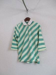 RayCASSIN зеленый наклонный окантовка 7 минут рукав рубашка-поло (USED)21817②