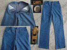 70s ビンテージ Lee set フラップ DENIMパンツ 200 ユニオンチケット付 USAアメリカ製 VINTAGE 517 ライダース 102 ベイカー_画像3