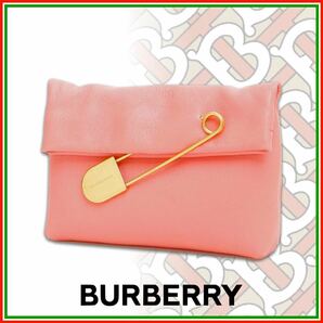 ★新品未使用★Burberry 正規品 ゴールドのアクセントが上品なレザークラッチバッグ 