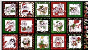 ロラライハリス生地 Kitty Kitty Christmas Panel