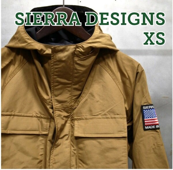 ■新品、XS【SIERRA DESIGNS】星条旗マウンテンパーカー、タン、米国製、シエラデザイン