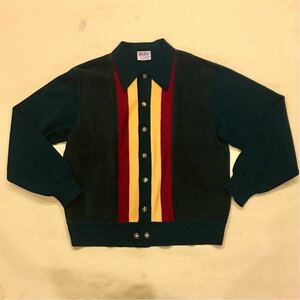 [ beautiful goods rare ] Italy made dark green 50* 60* Vintage cardigan 