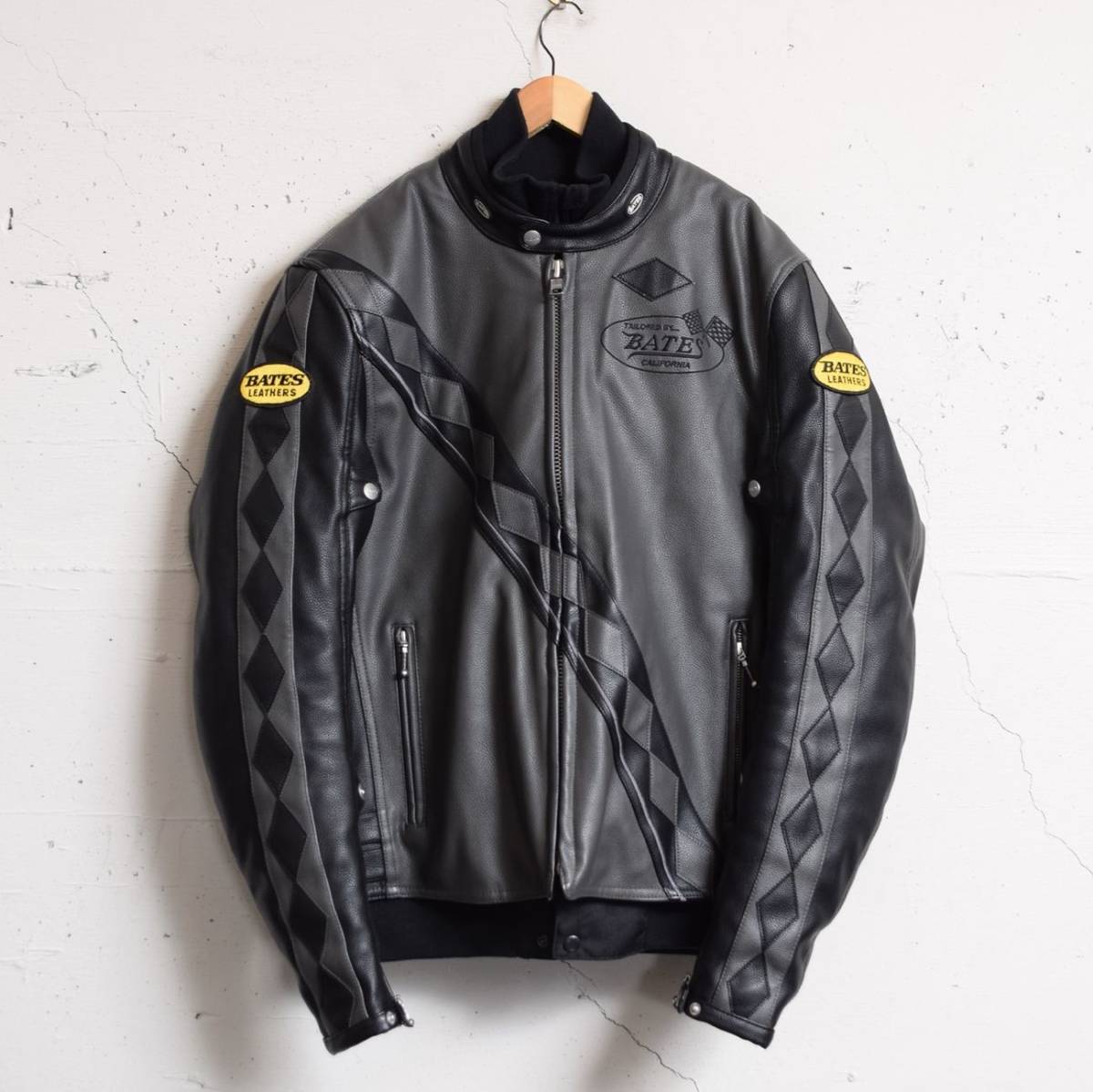 BATES】 ベイツ パンチングレザー ジャケット 半袖 Lサイズ【希少品