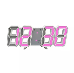 3D立体時計　ピンク　LED壁掛け時計　置き時計　両用　デジタル時計　インスタ映え　置き型　LED　デジタル　アラーム付　目覚まし時計
