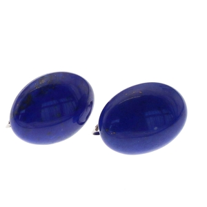 GALLERY megumi written guarantee attaching .SV925 natural large grain lapis lazuli earrings color . beautiful 