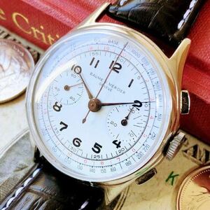 #1762【売切り特価！】メンズ腕時計 ボーム&メルシエ 1950年 動作良好 ヴィンテージ 機械式 手巻 アンティーク クロノグラフ Baume&Mercier