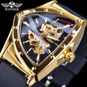 メンズ腕時計スケルトン三角形高級ミリタリー腕時計透明カバー屋外時計