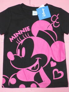  new goods 110 Minnie Mouse short sleeves T-shirt black pink big print Disney girl summer thing child care . kindergarten summer vacation TDL.TDS.100cm~ free shipping 