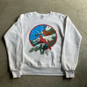 90年代 USA製 アニマルプリント 鳥 スウェットシャツ メンズL