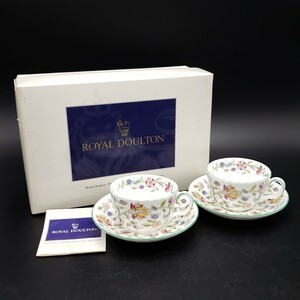 ［80e205］MINTON ミントン　HADDON HALL ハドンホール　カップ&ソーサー 2客　洋食器　テーブルウエア　コーヒー紅茶　草花柄　