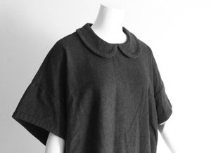 * beautiful goods * homspun * circle collar wool One-piece gray wide pull over back slit short sleeves Home Span *ZX20